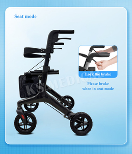 KSM-802 Carbon Fiber Urban <b>Walker</b> Tube Fabrication Foldable Sturdy Mobility Rollator for Disabled with Brakes and Wheels - Product Image 4