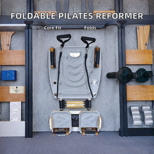Aerobic <b>Stretching</b> Compact Home Pilates Reformer <b>Machine</b> Foldable Wood Core Trainer for Abdomen Hip Leg Shaping for Studio Use - Product Image 4