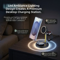 Station de charge sans fil magnétique 3 en 1 à charge rapide 25W avec ventilateur de refroidissement et lumière pour Apple Watch et Samsung Watch