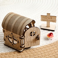 Nouveauté 2026 : Kit de maison de fée 3D en bois à construire soi-même, puzzle miniature maison d'elfe avec porte ouvrante, artisanat en bois inachevé pour enfants