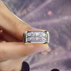 แหวนทองคำขาว 10K หรูหรา ประดับเพชรแล็บโกรว์แบบคลาสสิก ตัวเรือนแบบหนามเตย แหวนสั่งทำพิเศษสำหรับงานปาร์ตี้ งานแต่งงาน งานหมั้น ของขวัญวันครบรอบ สำหรับทั้งชายและหญิง - Product Image 3