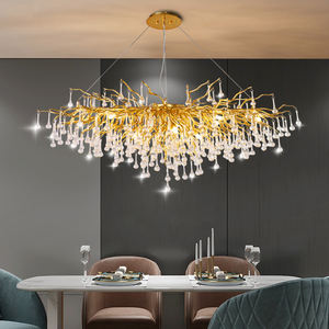 Decorative <b>Crystal</b> Raindrop Pendant <b>Lights</b> dining room gold tree branch <b>chandelier</b> luxury gold for home hotel - Product Image 3