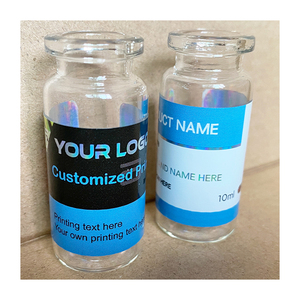 Impresión negra holográfica logotipo personalizado botella de vidrio impermeable adhesivo fuerte etiquetas de vial para botellas de 10ml - Product Image 1