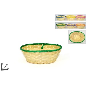 Cesto Ovale Intrecciato con Bordo Colorato, Dimensioni 23x16x8h - Product Image 1