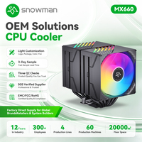 Refroidisseur double tour en cuivre et aluminium noir, 6 caloducs, 250W, pour chaînes de magasins et revendeurs, certifié CE FCC RoHS, en vrac, contrôle qualité, prêt à l'emploi