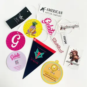 Business Advertising Use Print Durable Self-Adhesive Vinyl Sticker Hangtag Apparel Hang Tag Custom Stickers With Logo