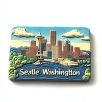 Nouveaux Aimants de Réfrigérateur Personnalisés en Résine, Artisanat d'Impression UV, Design 3D, Prix de Gros, Décorations de Voyage France Seattle