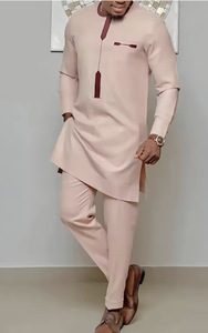 Африканский халат с длинным рукавом, брюки в этническом стиле, повседневный обтягивающие комплекты из 2 предметов, мужская одежда больших размеров, мусульманская исламская одежда - Product Image 2