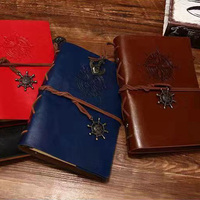 Cuaderno de Cuero Estilo Pirata Vintage, Cuaderno Recargable de Hojas Sueltas para la Escuela, Viajes, Diario, Bloc de Notas, A5