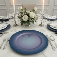 Assiettes de présentation de luxe dorées de 13 pouces en gros pour mariage, motif personnalisé, réutilisables, durables, pour la décoration de fêtes à domicile et d'événements de mariage
