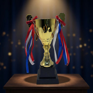 Gold Plated MDF Wooden Medal Award Trophy with UV Printing Patriotism Theme Sports & Games Use Durable 240mm Height Welcome <b>Gift</b> - Product Image 2