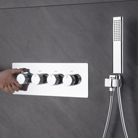 Kit de Douche Thermostatique Chromé 2026 en Promotion - Ensemble de Salle de Bain Soudé de Haute Qualité à 3 Fonctions avec Douchette Cascade et Douchette à Main