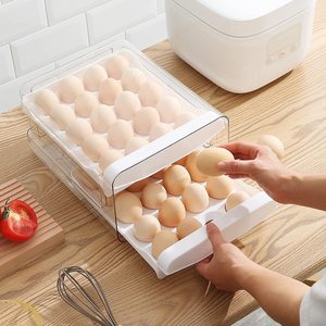 Vassoio portauova in plastica a 2 livelli con coperchio Organizer per uova per frigorifero scatola portaoggetti per uova a cassetto a 40 griglie - Product Image 4