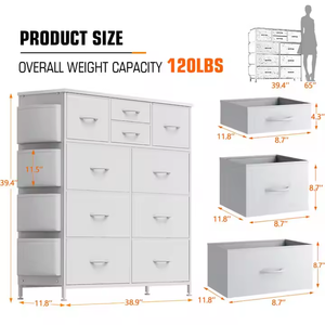Ensemble de commode à cinq niveaux en bois blanc personnalisé Huina pour chambre et salon avec organisateurs de tiroirs en tissu directement de l'usine - Product Image 2