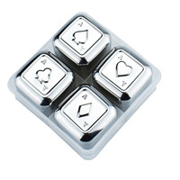 Lot de 4 glaçons en acier inoxydable en forme de Poker