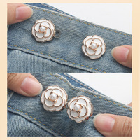 Celana Jeans pengencang pinggang longgar, Jeans pin Sew tanpa celana instan bunga aster dapat disesuaikan kancing Jeans dapat dilepas
