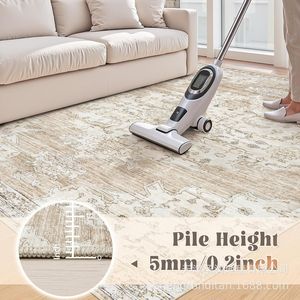 Ensemble de tapis de fond de tapis rétro américain en imitation cachemire TPR lavé à la machine, à l'encre nordique éclaboussée à poil court - Product Image 5