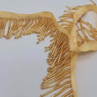 Garniture de gland perlé d'or, garniture de dentelle de frange de gland, garniture de frange de perle de cristal pour la haute couture
