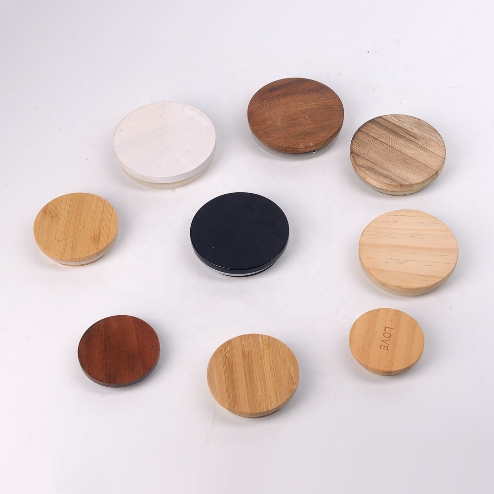 Candle Jar Bamboo Lid Wooden Packaging 50g 100g 150g 180g 200g 300g Candle Jar Bamboo Lid Empty Glass Candle Jar Wooden Lid