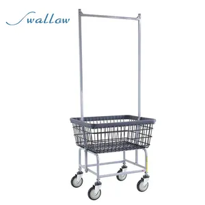 Chrome plating wire Laundry Cart laundry basket cart with wheel