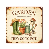 Plaque murale en métal vintage avec slogan humoristique sur le thème du jardin, idéale pour la clôture de jardin, le patio et la décoration intérieure.