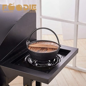 <span class=keywords><strong>Cocotte</strong></span> de camping en <span class=keywords><strong>fonte</strong></span> noire pré-culottée avec couvercle en bois, style japonais - Product Image 3
