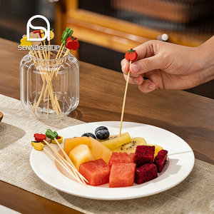 Ensemble de bâtonnets de fruits en bois de bambou jetables, colorés, pour la décoration de bouteilles de stockage vides - Product Image 1