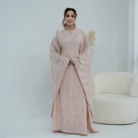 abaya impression numérique couleur fond pur en tissu acétate forme papillon grande taille femmes musulmanes à manches longues
