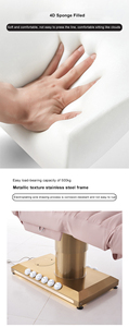 Mesa de Masaje Cosmética con Base Dorada y Control de Pie, Cama Eléctrica Curva para Tratamientos Faciales, Spa, Belleza y Tatuajes - Product Image 6