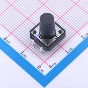 TC-1103-C-U Tactile Switch Through hole Component THT-4P,12x12mm Switch Single Pole Single Throw Round Button 2.6N Through Hole - Product Image 1