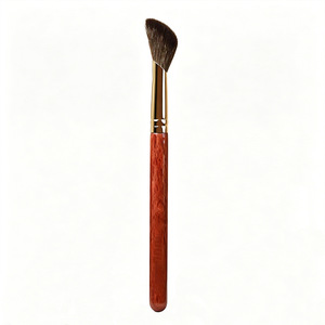 Pinceau à blush incliné personnalisé, manche en bois, poils naturels, forme plate, pour l'application du blush - Product Image 1