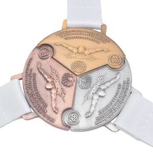 Médaille de natation combinée personnalisée en usine, de haute qualité, avec impression UV, motif Royal Docks (Royaume-Uni), pour événements sportifs - Product Image 4