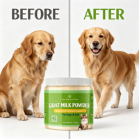 Échantillon Gratuit de Poudre de Lait de Chèvre Naturelle Riche en Protéines pour Chats et Chiens, Systèmes Digestifs Sensibles, Soutien Immunitaire, Santé Articulaire, OEM