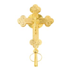 En stock – Croix de positionnement de luxe grand format <span class=keywords><strong>pour</strong></span> l'Église orthodoxe éthiopienne, plaquée or et artisanat double face - Product Image 2