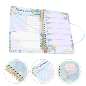 LABON Planificateur hebdomadaire floral Cahier à spirale en papier givré avec bande élastique Organisateur d'horaires pour l'école et le bureau - Product Image 4