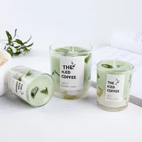 Matcha-Gelee-Wachs Eiskaffeebecher Duftkerzen Schlafzimmerduft Rauchfreie Handgemachte Sojabohnen-Mischwachs Zylindrische Duftkerzen