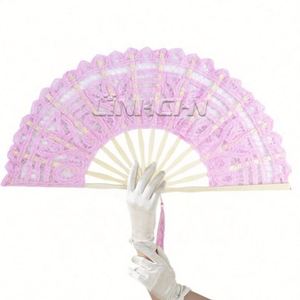 Abanico de Bambú Antiguo de Alta Calidad, Arte Folclórico Tradicional, para Bodas, Abanicos de Encaje para Novias, Artesanía - Product Image 2