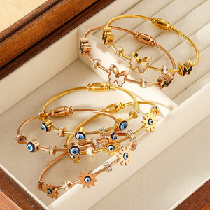 Nouveau <span class=keywords><strong>Bracelet</strong></span> en <span class=keywords><strong>fil</strong></span> d'acier inoxydable <span class=keywords><strong>enroulé</strong></span> Unique <span class=keywords><strong>Bracelet</strong></span> Mal Eye Shell Butterfly <span class=keywords><strong>Bracelet</strong></span> à breloques en acier inoxydable plaqué or 18 carats - Product Image 1
