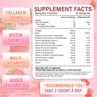 Gummies de collagène sans sucre avec biotine, algues marines, multivitamines, saveur fraise, complément alimentaire pour les cheveux, les ongles et la peau