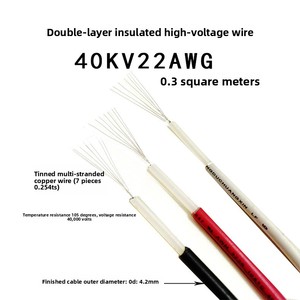 323940KV Doppelt Isolierter Hochspannungs-40000-Volt-Elektrostatischer Sprühkabel mit Negativen Ionen <span class=keywords><strong>22</strong></span> AWG Verzinntes Kupfer - Product Image 2
