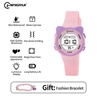 Montre numérique pour enfants avec oreilles de chat mignonnes, étanche 30M, montre pour enfants avec lumière LED, alarme, chronomètre, bracelet en PU pour enfants, filles, étudiants