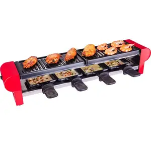 表Raclette烤架易于清洁的不粘板电动BBQ Raclette桌子烤架4人raclette石烤架