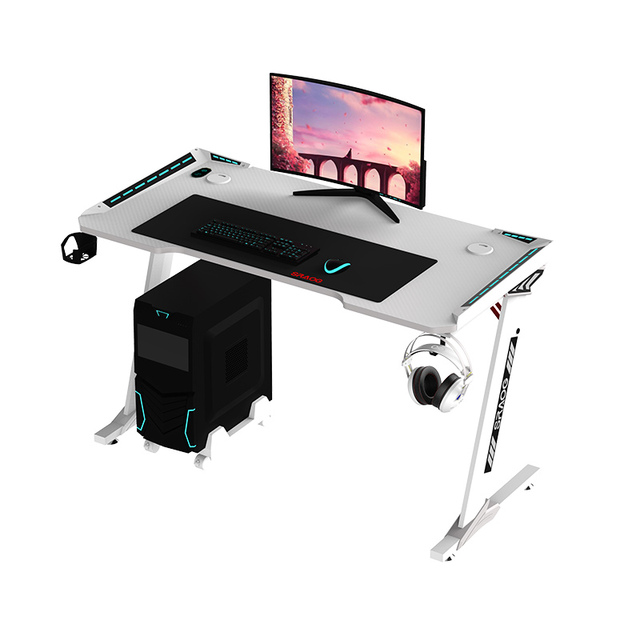 White Metal Gaming Desk 2026  Hot Sell Factory Direct RGB PC Desk with Easy Assembly & Extendable Office Desk