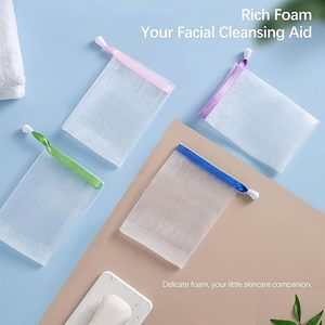 Bolsas de jabón exfoliantes con cordón, redes espumadoras para limpieza facial, para espumar y secar, colgables - Product Image 2