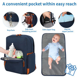 カスタマイズされたロゴ高品質ファッション防水ポータブルママ旅行おむつバッグバックパックベビーバッグ変化するステーション付き - Product Image 5