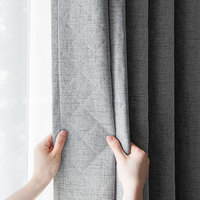 Rideau gris fumé double face à texture lin, occultant et insonorisant, résistant aux griffures des animaux domestiques, pour maison et hôtel