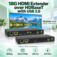 Extender KVM 4K UHD HD-MI HDBaseT3.0 100M Video Tanpa Kompresi 24V PoC Dua Arah Hanya Membutuhkan Satu Adaptor Daya