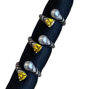 Antique 6mm Pure Silver Linen <b>Ring</b> with Gemstone Strong Light & Modern Art Texture Genuine <b>Pearl</b> <b>Rings</b> with Slight Flaw - Product Image 5