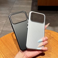 Coque de téléphone antichoc mate rigide à motif rayé texturé effet métallique pour iPhone 17 Pro Max 18 16 15 Plus 14 13 12 11