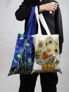 Bolsas de Lona Reutilizables con Logotipo de Gahumi Van Gogh, Impresión de Logotipo, Bolsa de Mano de Lona 100% Algodón - Product Image 5